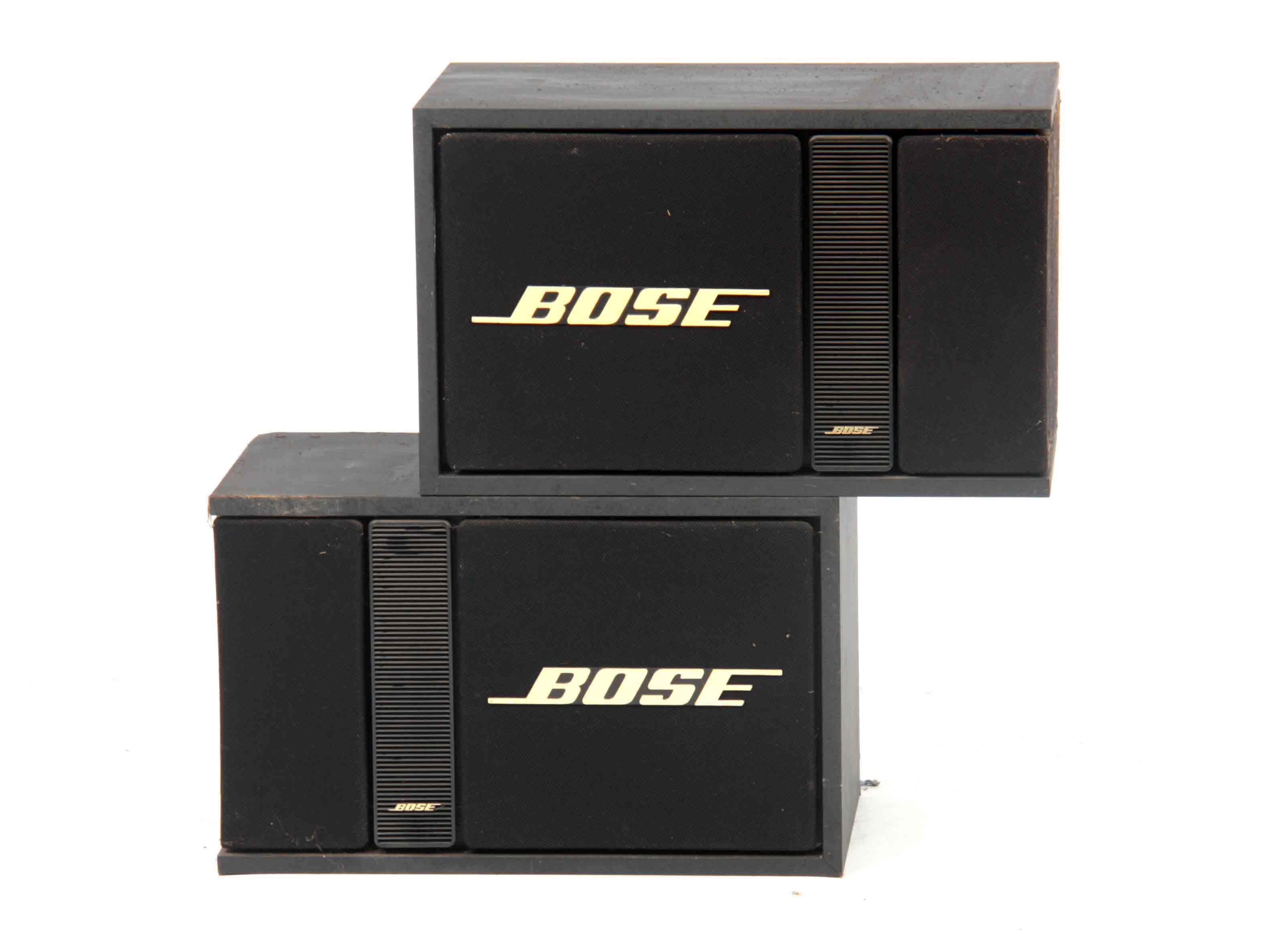 A PAIR OF BOSE 301 SERIES II LEFT AND RIGHT SPEAKERS 27cm square 44cm long