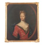 CIRCLE OF MICHAEL DAHL AN 18TH CENTURY OIL ON CANVAS LAID ON BOARD Portrait of a lady 88.5cm high