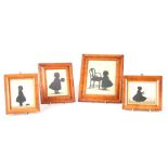 A SELECTION OF FOUR 19TH CENTURY SILHOUETTES depicting children in glazed maple moulded frames 10.