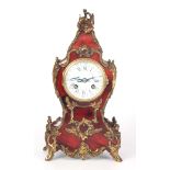 A 19TH CENTURY LOUIS XVI STYLE TORTOISESHELL AND GILT ORMOLU MOUNTED FRENCH ROCOCO MANTEL CLOCK