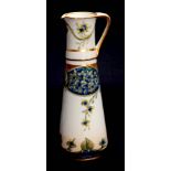 A JAS. MACINTYRE & Co. BURSLEM SLENDER TAPERING EWER with tube lined panelled flower spray