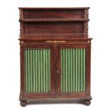 AN EARLY 19TH CENTURY SIMULATED ROSEWOOD CHIFFONIER with raised superstructure above a pair of