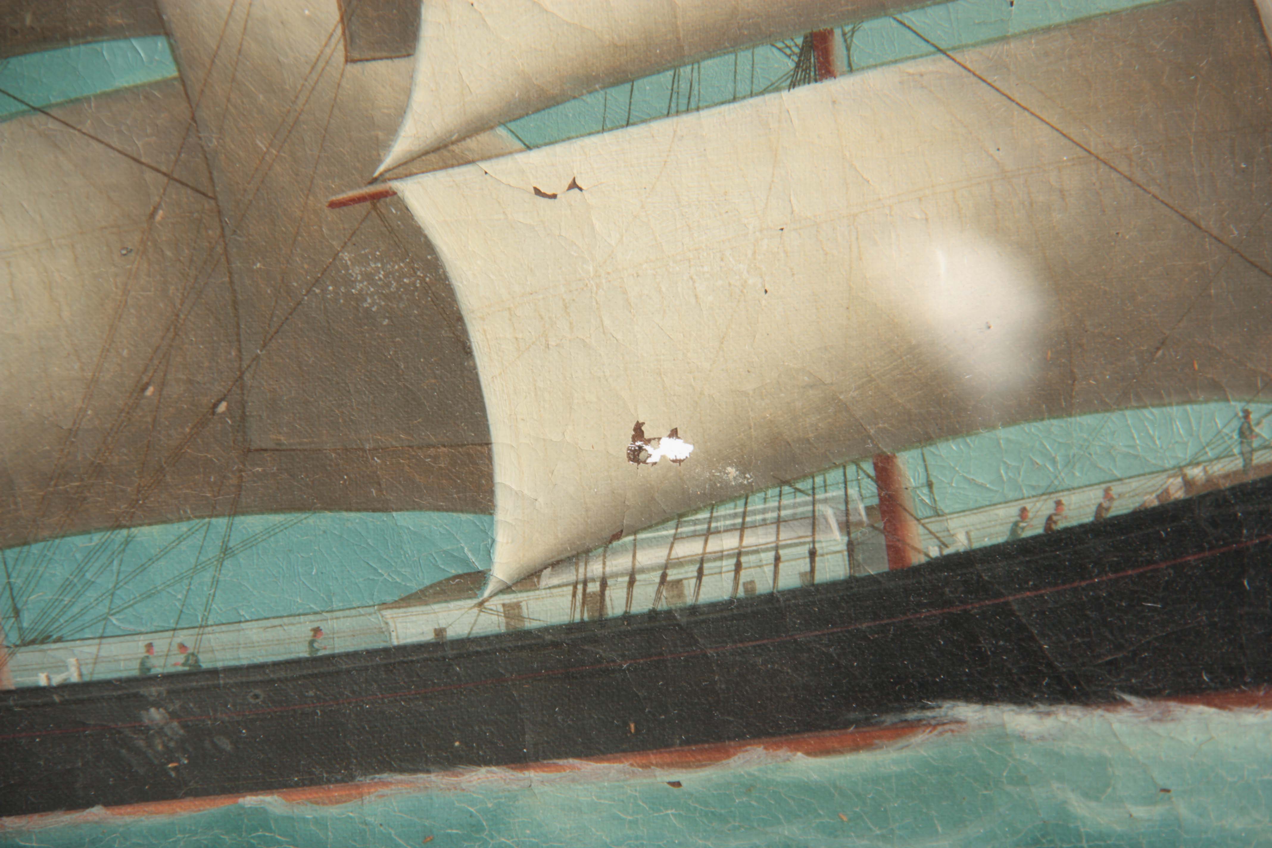 A MID 19TH CENTURY CHINESE TRADE SHIP PORTRAIT of the Comet sailing into Hong Kong 44cm high, 58cm - Image 4 of 6
