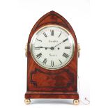 BRAMBLES, LEEDS A LATE REGENCY FIGURED MAHOGANY DOUBLE FUSEE BRACKET CLOCK the lancet top case