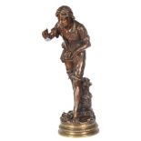 JEAN LOUIS GREGOIRE (1840 - 1890) A LATE 19TH CENTURY FRENCH FIGURAL BRONZE SCULPTURE entitled
