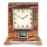 J. L. REUTTER A RARE 1930's AGATE CASED ATMOS CLOCK the brown agate veined case of rectangular
