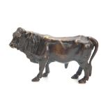 A 19TH CENTURY FRENCH BRONZE SCULPTURE OF A JERSEY BULL realistically modelled in a standing pose