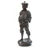 V. SZCZEBLEWSKI A LARGE PATINATED BRONZE SCULPTURE titled ' Whistling cabin-boy' with hands in his