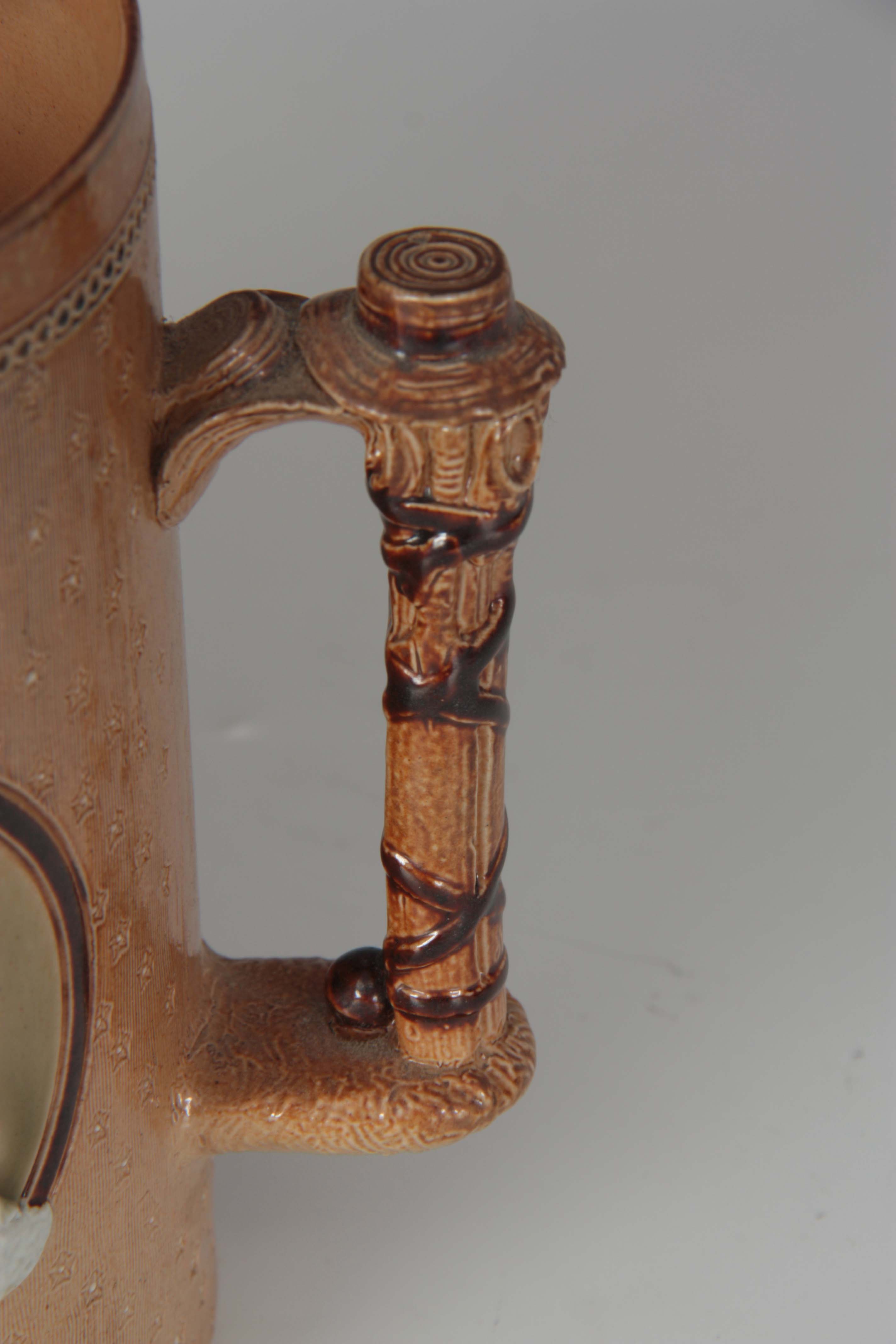 A DOULTON LAMBETH STONEWARE CRICKETING LOVING CUP brown salt-glazed with bound branch handles and - Image 6 of 8