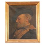 A 19TH CENTURY OIL ON CANVAS PORTRAIT OF A GENTLEMAN - mounted in a gilt frame 50cm high 40cm wide