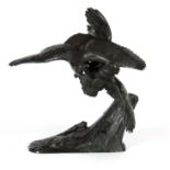 MAXIMILIEN LOUIS FIOT (1886 - 1953) AN EARLY 20TH CENTURY FRENCH BRONZE SCULPTURE Birds of Prey on a