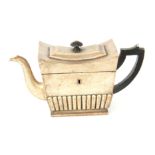 A RARE GEORGE III SILVERED GESSO CARVED WOOD TEA CADDY FORMED AS A SILVER TEAPOT with shaped spout