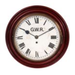 A LATE 19TH CENTURY MAHOGANY CASED GREAT WESTERN RAILWAY STATION CLOCK the moulded surround