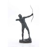 AN EARLY 20TH CENTURY BRONZE MALE SCULPTURE entitled The Bowman signed and dated 1912 45cm high.
