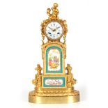 BALTHAZARD, PARIS A FINE 19TH CENTURY 8-DAY FRENCH GILT ORMOLU PORCELAIN PANELLED MANTEL CLOCK the