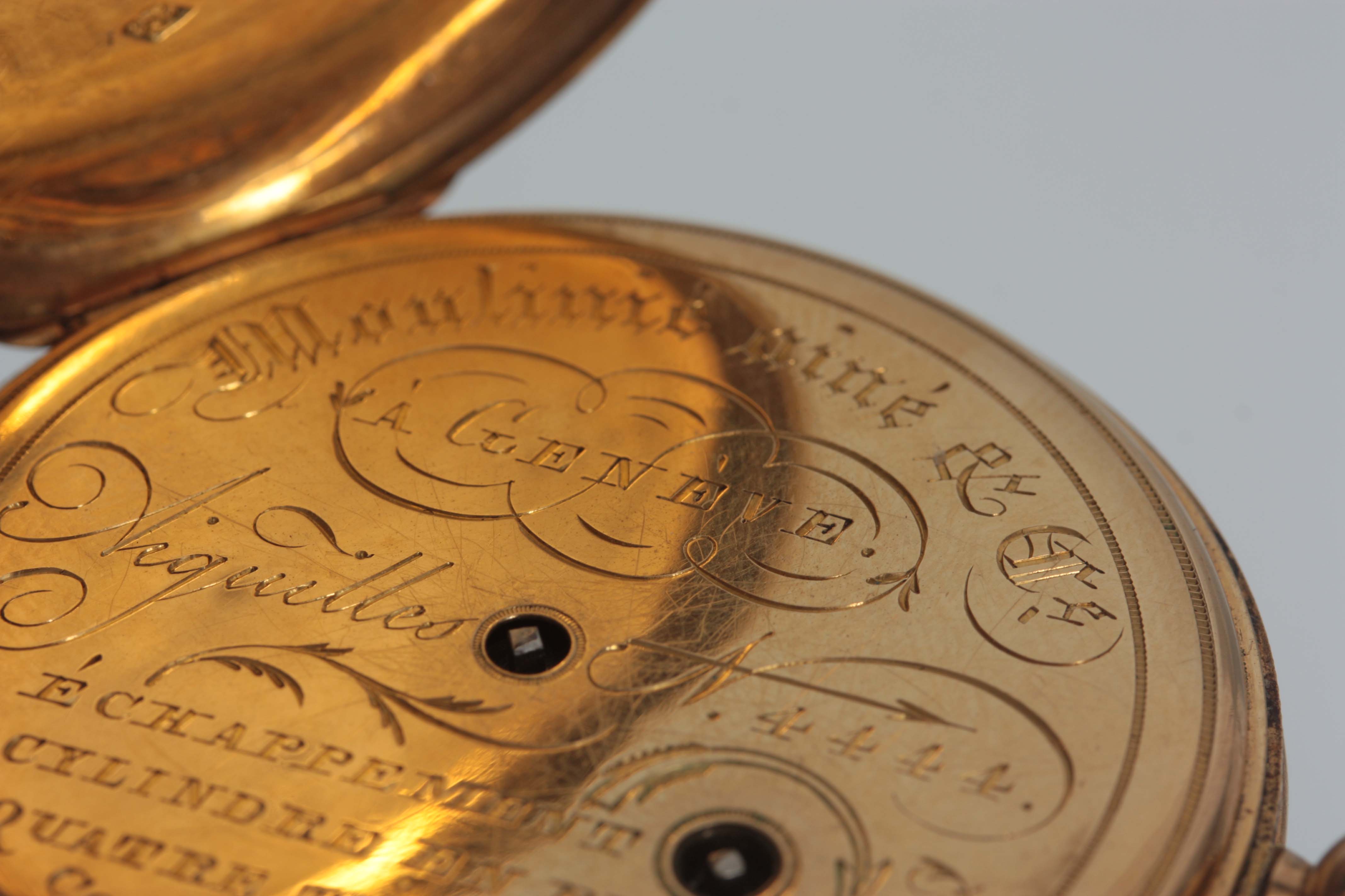 AN EARLY 19TH CENTURY 18CT GOLD OPEN FACED CASED POCKET WATCH the case with honeycomb engraved - Image 8 of 8