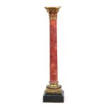 A 19th CENTURY MARBLE ORMOLU MOUNTED COLUMN with corinthm top and black slate base 116cm high.