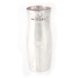 A CONTEMPORARY SILVER WAISTED CYLINDRICAL VASE with inverted shoulder 13.5cm high, app. 7.3oz - J