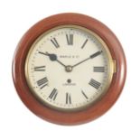 MAPLE & CO. LONDON A LATE 19TH CENTURY 8" DIAL MAHOGANY WALL CLOCK the case with moulded surround