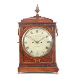 J. M. FRENCH, ROYAL EXCHANGE, LONDON A REGENCY CHAMFER-TOP FLAMED MAHOGANY EIGHT-DAY FUSEE BRACKET