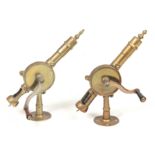 TWO 19TH CENTURY CAST BRASS BAR CORK SCREWS one labelled 'The Original Eclipse' and stamped