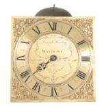 JOSEPH HARLEY, WINGRAVE A MID 18TH CENTURY 10" HOOK AND SPIKE WALL CLOCK the square brass dial