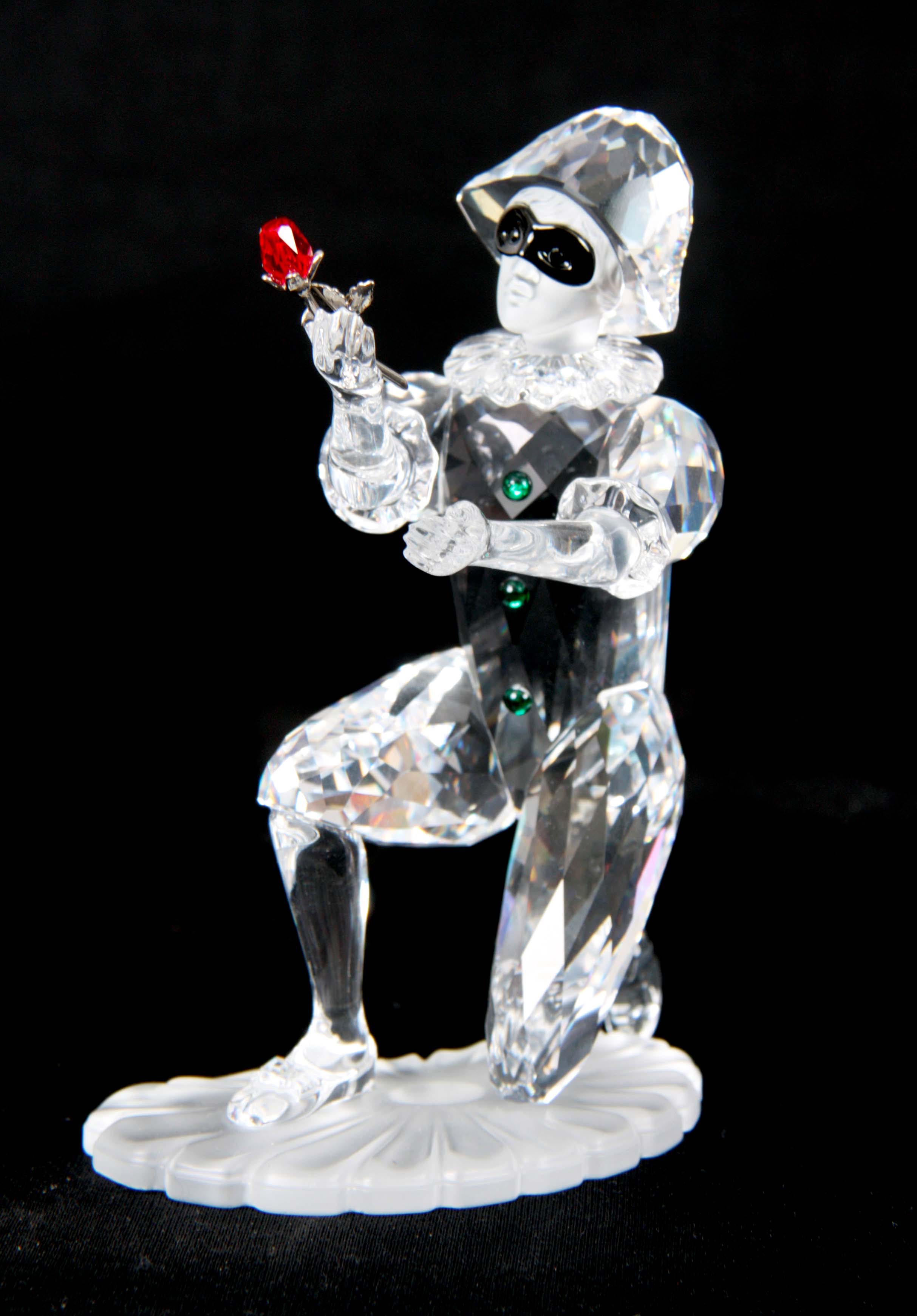 A 20TH CENTURY SWAROVSKI CRYSTAL HARLEQUIN FIGURINE, 13cm high - unboxed.