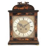 AN EARLY 20TH CENTURY LACQUERED CHINOISERIE BRACKET CLOCK the late 17th-Century style case with