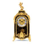 A 19TH CENTURY FRENCH BOULLE WORK AND ORMOLU MOUNTED BRACKET CLOCK the bell-top pediment