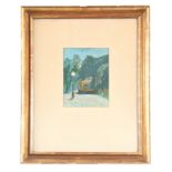 R. KEMP. A MID 20TH CENTURY OIL ON BOARD depicting a tree-lined park scene - signed and dated in