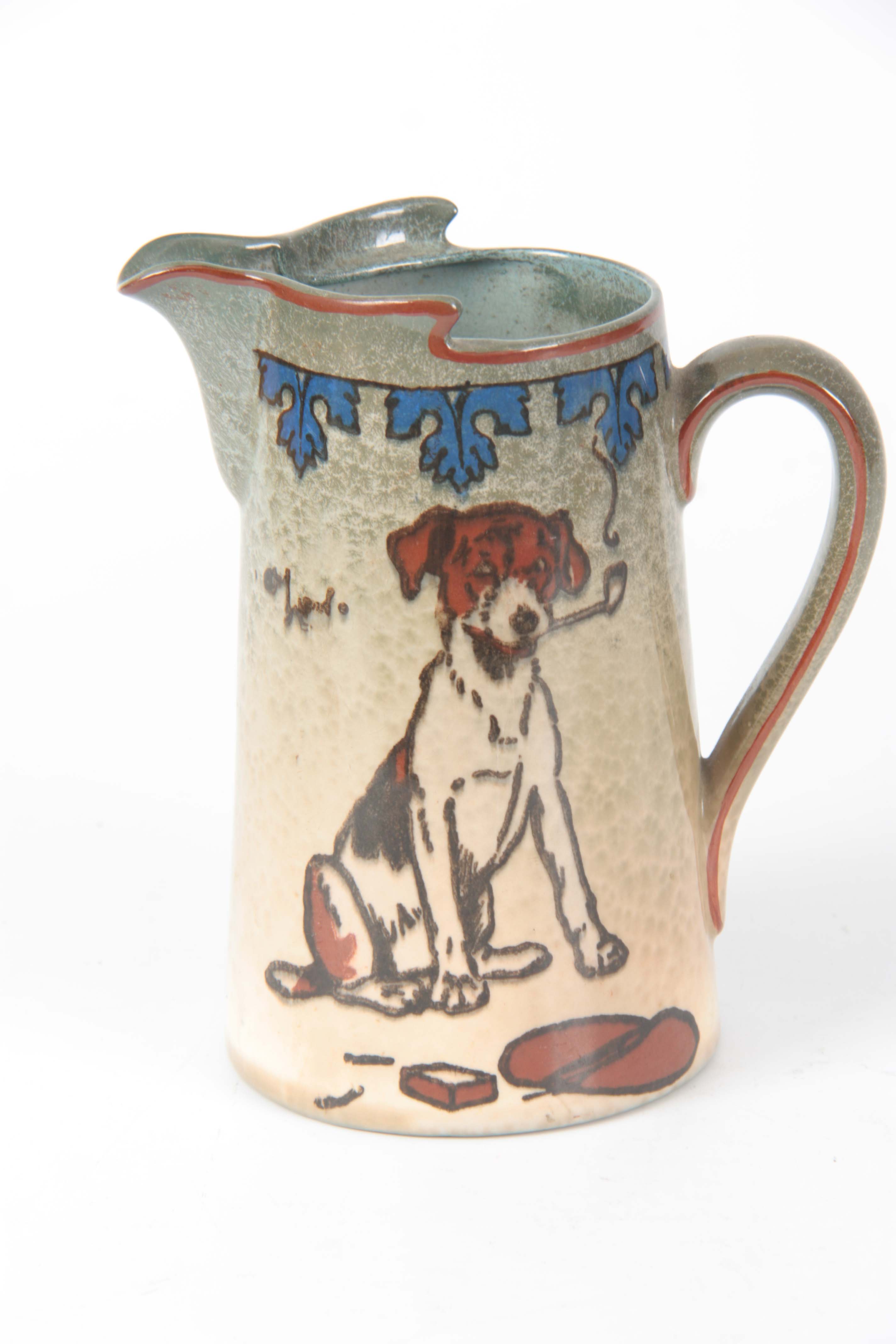 A CECIL ALDIN ROYAL DOULTON HUNTING JUG decorated with hounds and foxes mask 16.5cm high - Image 4 of 7