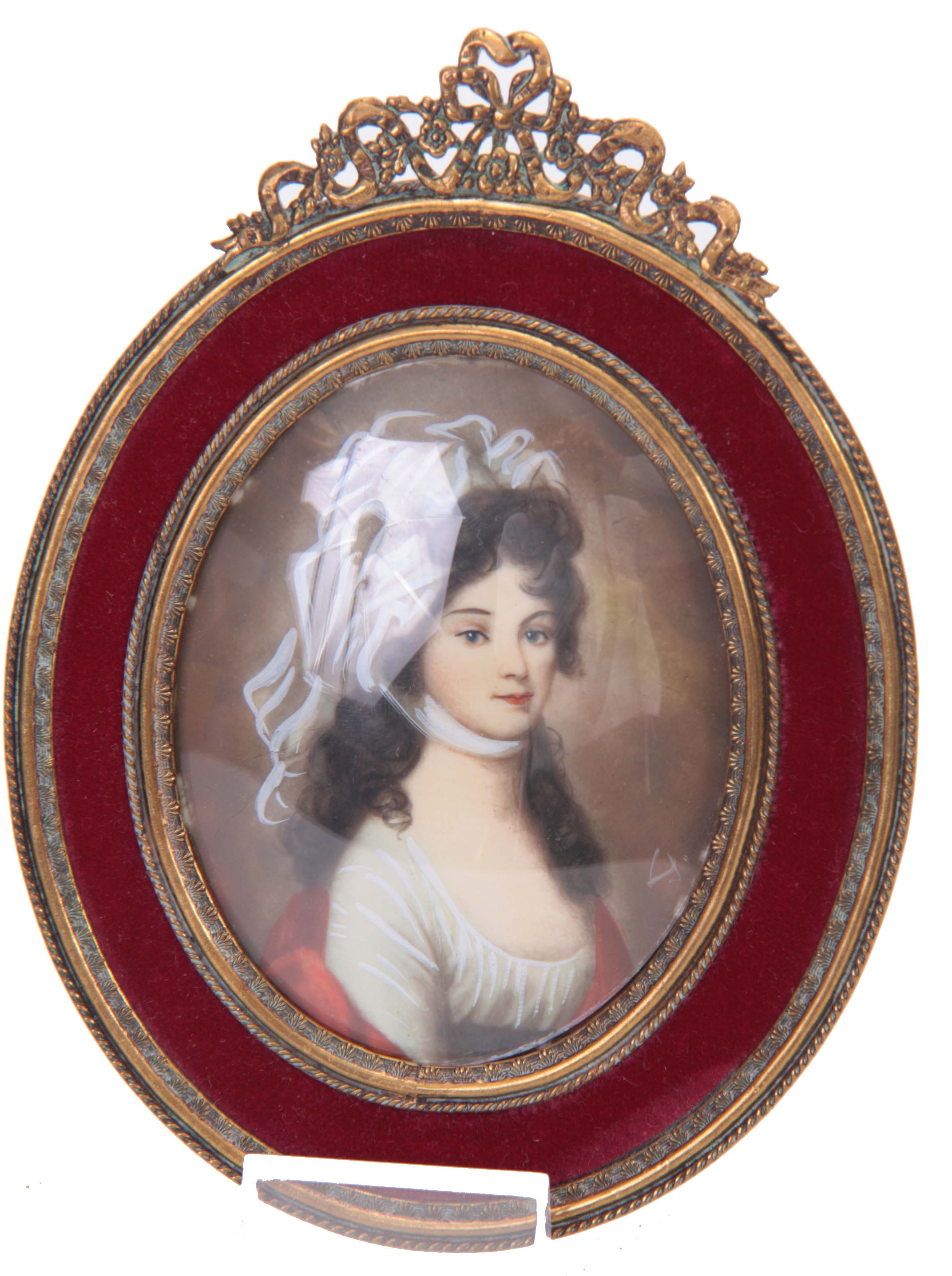 A PAIR OF OVAL MINIATURES of a young maiden 10.5cm wide including frame, together with A PAIR OF - Image 3 of 5