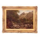 JOHN SYER 1815-1885 OIL ON CANVAS. Titled 'A Welsh Mountain Stream' 40.5cm high, 58.5cm wide -