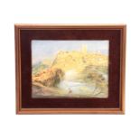 A COALPORT VIEWS OF ENGLAND AND WALES 'RICHMOND CASTLE, YORKSHIRE' PAINTED PORCELAIN PLAQUE after