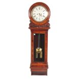 W PEPLOW. WELLINGTON A MID 19TH CENTURY FIGURED MAHOGANY EIGHT DAY HANGING TRUNK DIAL CLOCK with