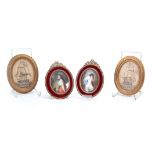 A PAIR OF OVAL MINIATURES of a young maiden 10.5cm wide including frame, together with A PAIR OF