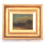 JOSEPH THORS 1843-1907 OIL ON WOOD PANEL. Miniature Landscape 10cm high, 13cm wide - signed and