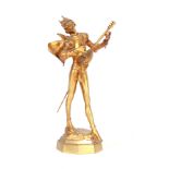 AUGUST DE WEVER. AN EARLY 20TH CENTURY GILT BRONZE SCULPTURE modelled as Mephistopheles 27cm