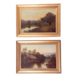 JOHN HENRY BOEL 1884-1922 PAIR OF OILS ON CANVAS. River landscapes 50cm high, 75cm wide - signed and