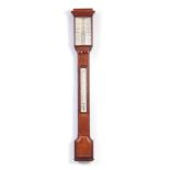 M. PILLISCHER, 88 NEW BOND STREET, LONDON A LATE 19TH CENTURY STICK BAROMETER the oak case with