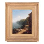 LINTON NIEMANN 19TH CENTURY OIL ON CANVAS. Coastal scene 50cm high, 39.5cm wide - signed and mounted