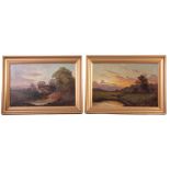 JOHN HENRY BOEL 1884-1922 PAIR OF OILS ON CANVAS. River landscapes 50cm high, 75cm wide - signed and