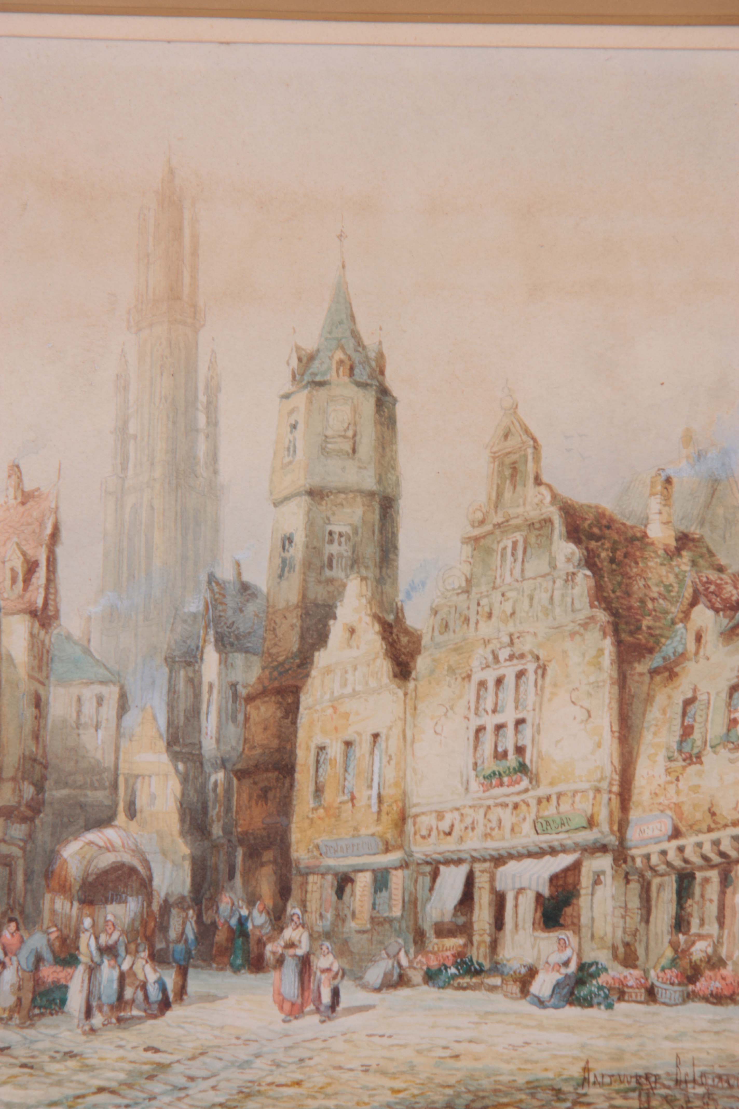 HENRY SCHAFER R.B.A. 1854 -1915 WATERCOLOUR. Antwerp, Belgium 26cm high, 20cm wide - signed and - Image 2 of 4