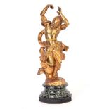 FRANCOIS THEODORE DEVAULX. A LATE 19TH CENTURY FRENCH GILT BRONZE SCULPTURE modelled as an Indian