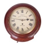 A LATE 20TH CENTURY 8" FUSEE DIAL CLOCK with moulded wood surround and cast brass bezel enclosing