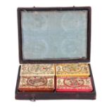A SET OF FOUR LOUIS XV IVORY GAMING BOXES SIGNED MARIAUAL LE JEUNE, PARIS, CIRCA 1750. Each etched
