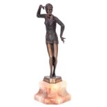 AFTER F. PREISS. A MODERN ART DECO STYLE FIGURAL BRONZE of a young dancing girl mounted on a