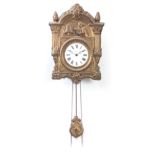 A 20TH CENTURY COMTOISE AUTOMATION WALL CLOCK having an embossed brass surround with automation bell
