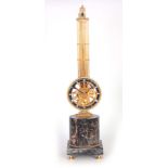 A GILT BRONZE AND MARBLE SUSPENDED MOVEMENT MYSTERY SKELETON CLOCK signed Huguenin A Paris mounted