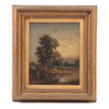 W.H.DAVID 19TH CENTURY OIL ON CANVAS. River landscape 29.5cm high, 24cm wide - signed and mounted in